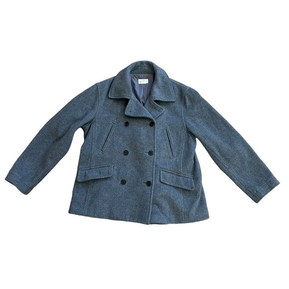 J. Crew Wool Cashmere Blend Gray Pea Coat Women’s L Classic Preppy Coastal Luxe - Picture 8 of 16